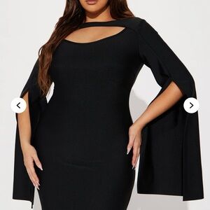 Elegant Black Cape Sleeve Dress